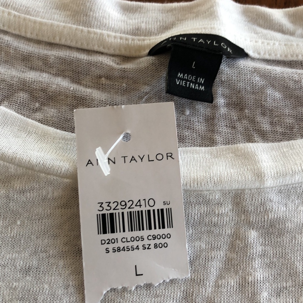 Ann‎ Taylor Cut Out 100% Linen Tee White Sz L - NWT - Picture 4 of 8